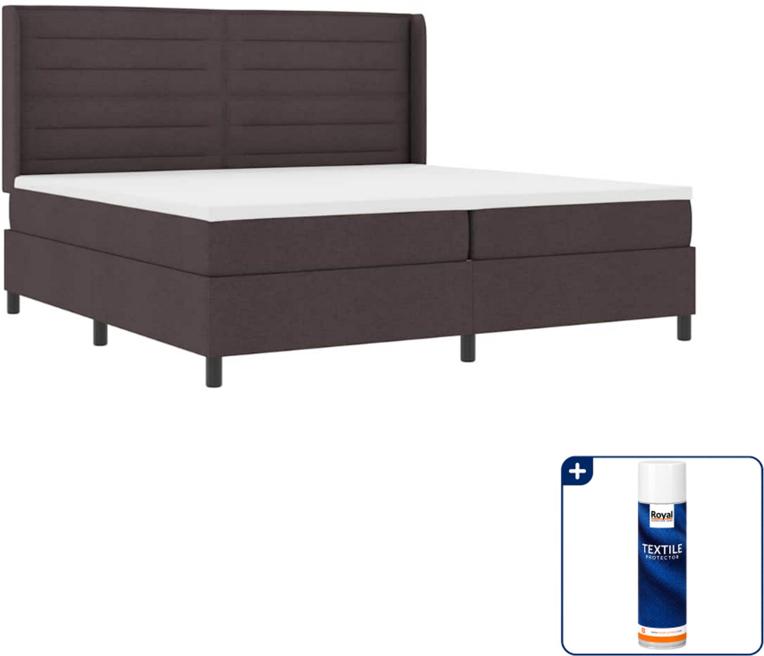 vidaXL LED boxspring - 200 x 200 cm - donkerbruin - Inclusief textielbeschermer 500 ml