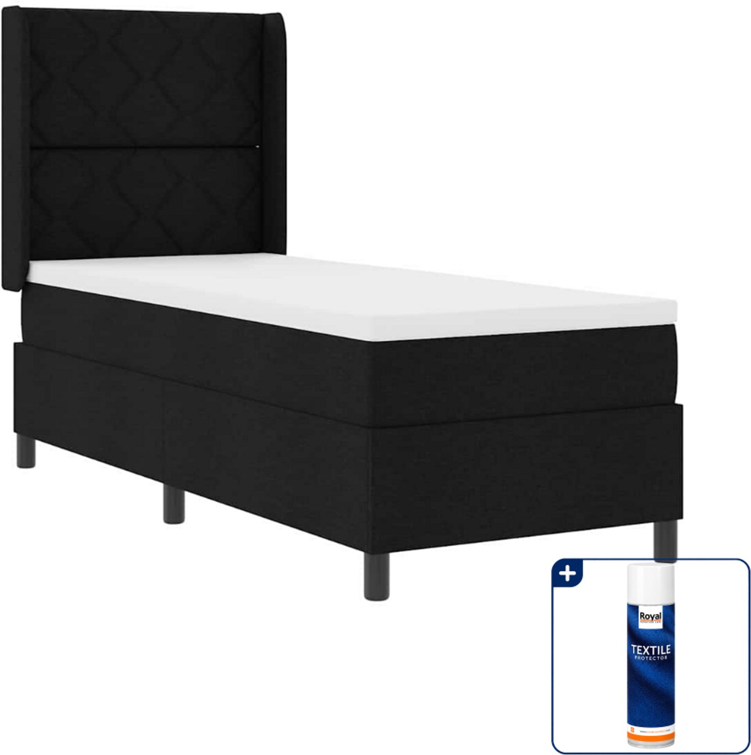 vidaXL LED boxspringbed - 90 x 190 cm - zwart - Inclusief textielbeschermer 500 ml