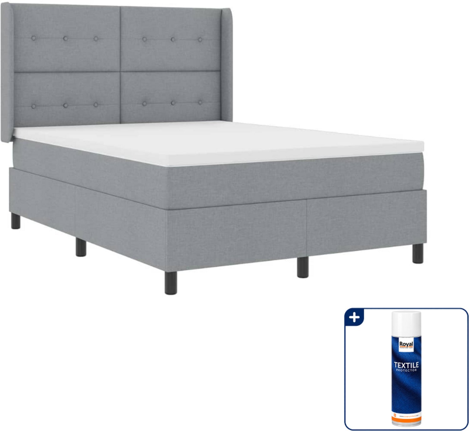 vidaXL led boxspring - queensize 160 x 200 cm - lichtgrijs - Inclusief textielbeschermer 500 ml