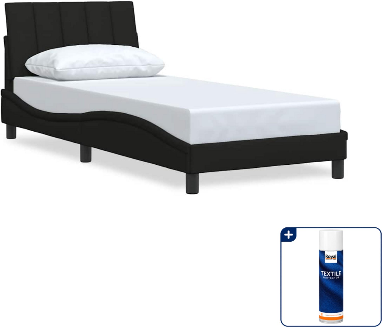 vidaXL bedframe Hanko - 80 x 200 cm - stof - zwart - Inclusief textielbeschermer 500 ml