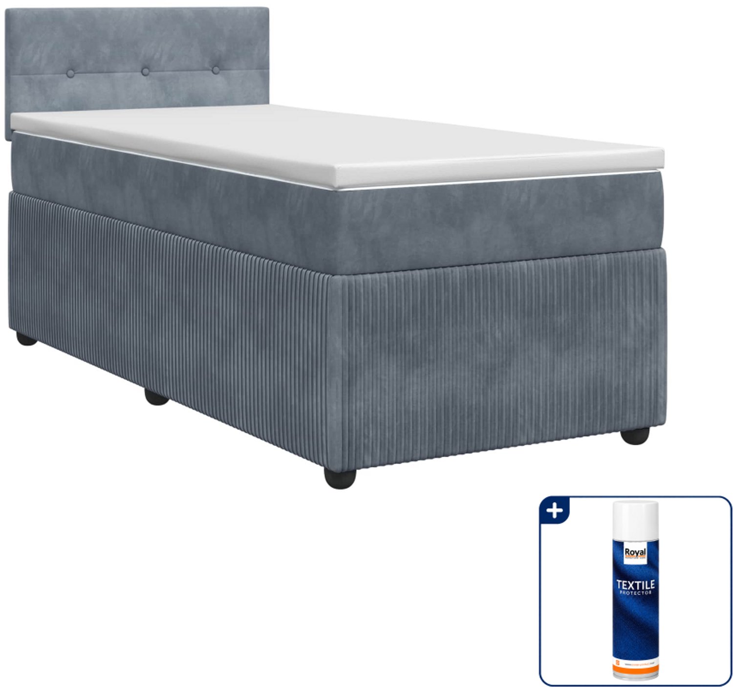 vidaXL boxspringbed met matras - 80 x 200 cm - fluweel - donkergrijs - Inclusief textielbeschermer 500 ml Donker Grijn