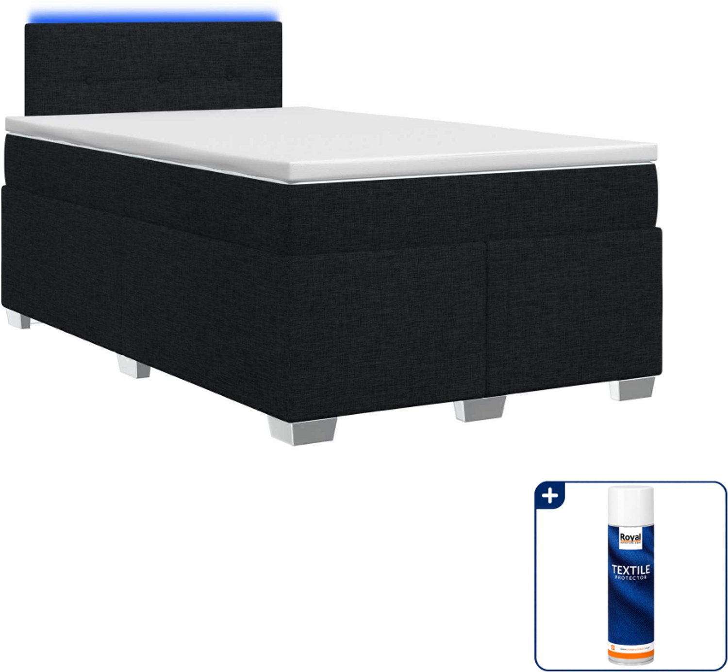 vidaXL boxspring bed - 120 x 190 cm - zwart - met led - Inclusief textielbeschermer 500 ml