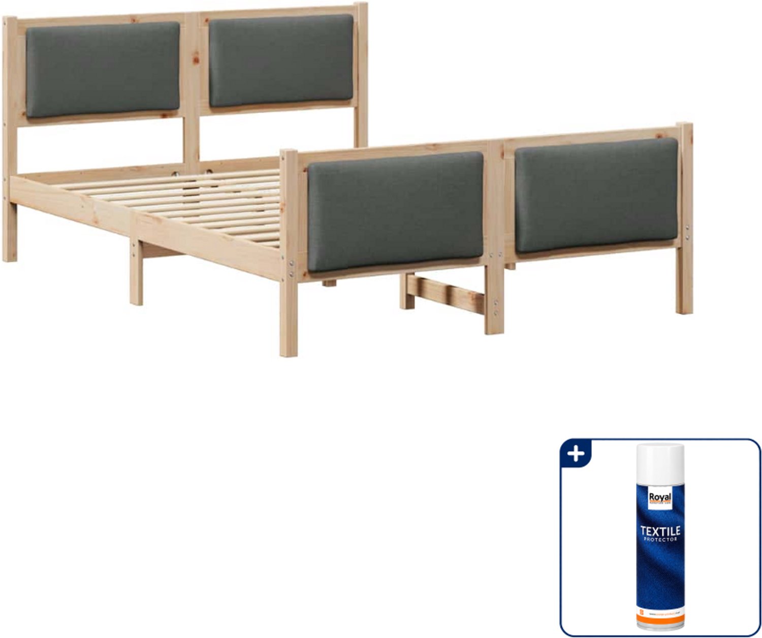 vidaXL bedframe - Queensize - 160 x 200 cm - donkergrijs - Inclusief textielbeschermer 500 ml Blauw