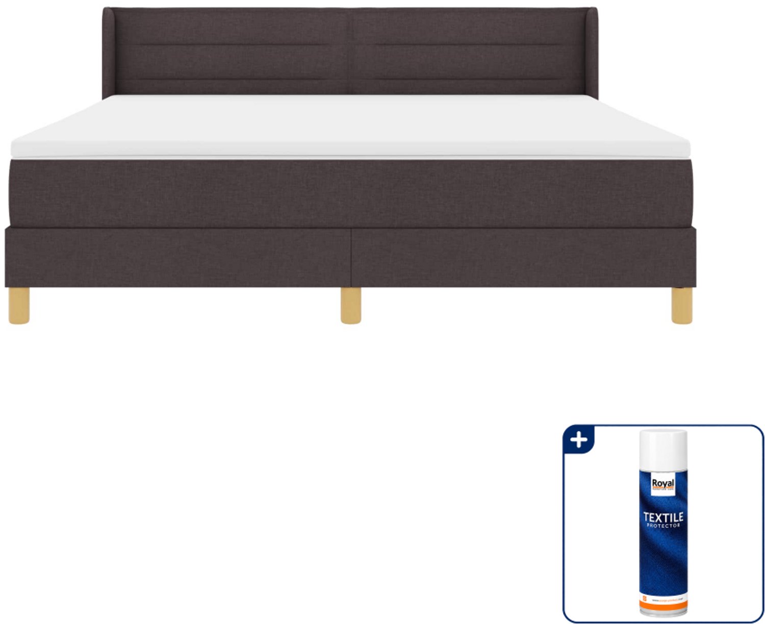 vidaXL boxspringbed - 180 x 200 cm - stof - donkerbruin - Inclusief textielbeschermer 500 ml