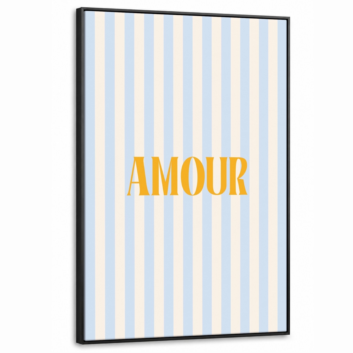 Canvas Schilderij met Baklijst XXL Canvas Schilderij met Baklijst 80x120cm - Oranje - Blauw - Strepen - Amour - Muurdecoratie woonkamer - Slaapkamer decoratie - Kamer accessoires - Schilderijen op canvas met lijst groot