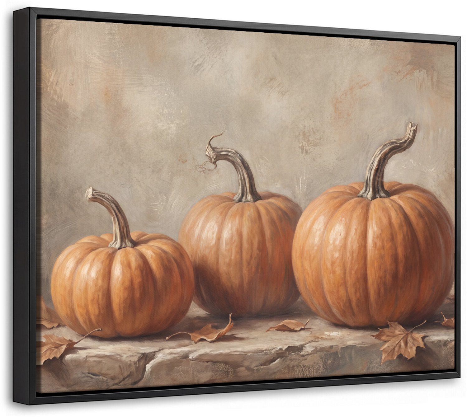 Canvas Schilderij met Baklijst 40x30cm - Pompoenen - Herfst - Stilleven - Muurdecoratie woonkamer - Slaapkamer decoratie - Kamer accessoires - Schilderijen op canvas met lijst