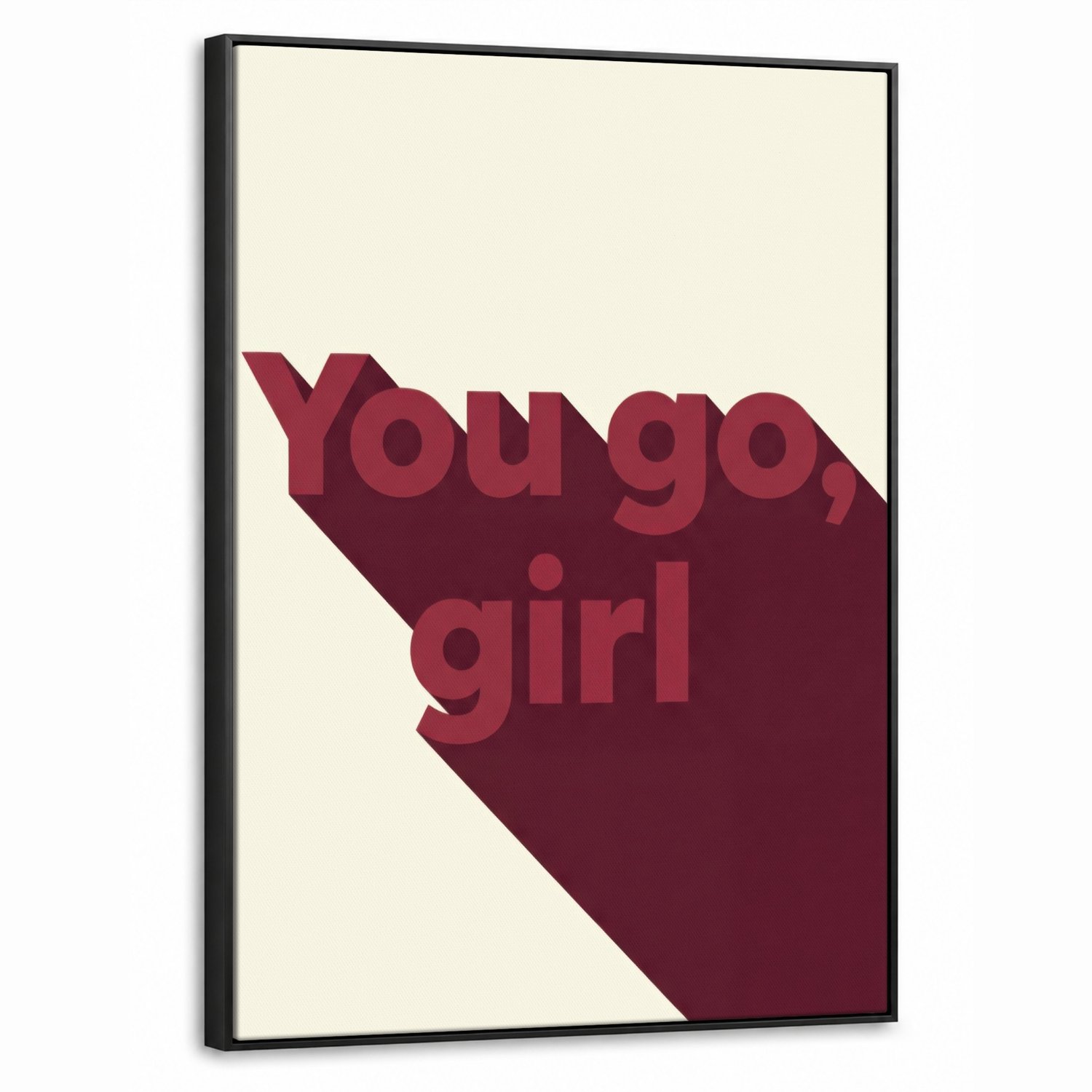 Canvas Schilderij met Baklijst 70x100cm - you go girl - 3D - Rood - Muurdecoratie woonkamer - Slaapkamer decoratie - Kamer accessoires - Schilderijen op canvas met lijst