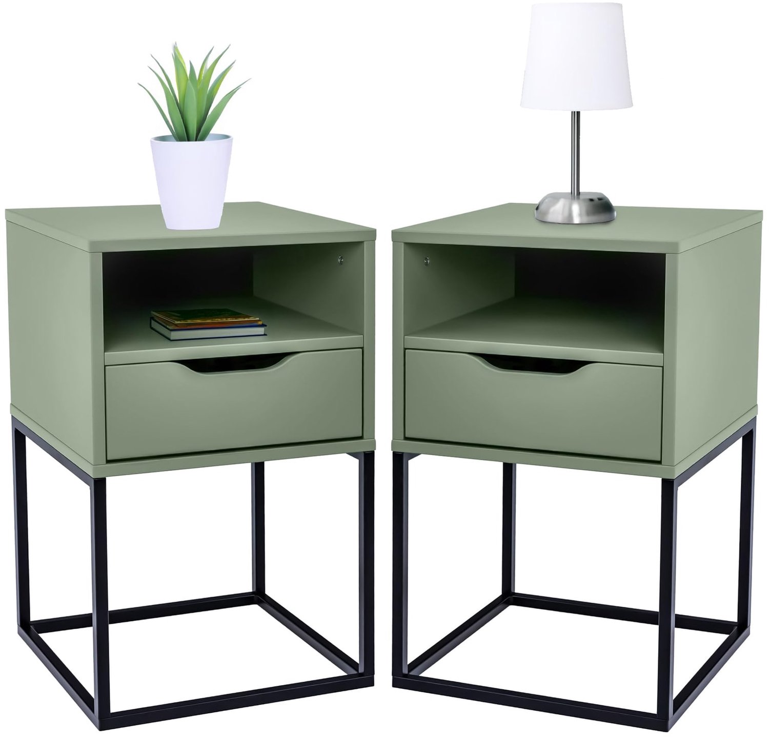 Bijzettafel - MDF - 2-delig - Olijfgroen
