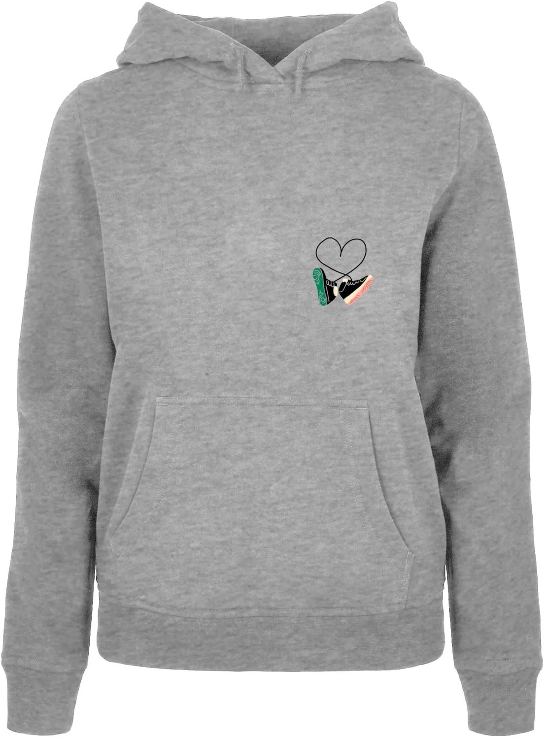 Dames Hoodie Mister Tee Kicks Love Basic Heidegrijs