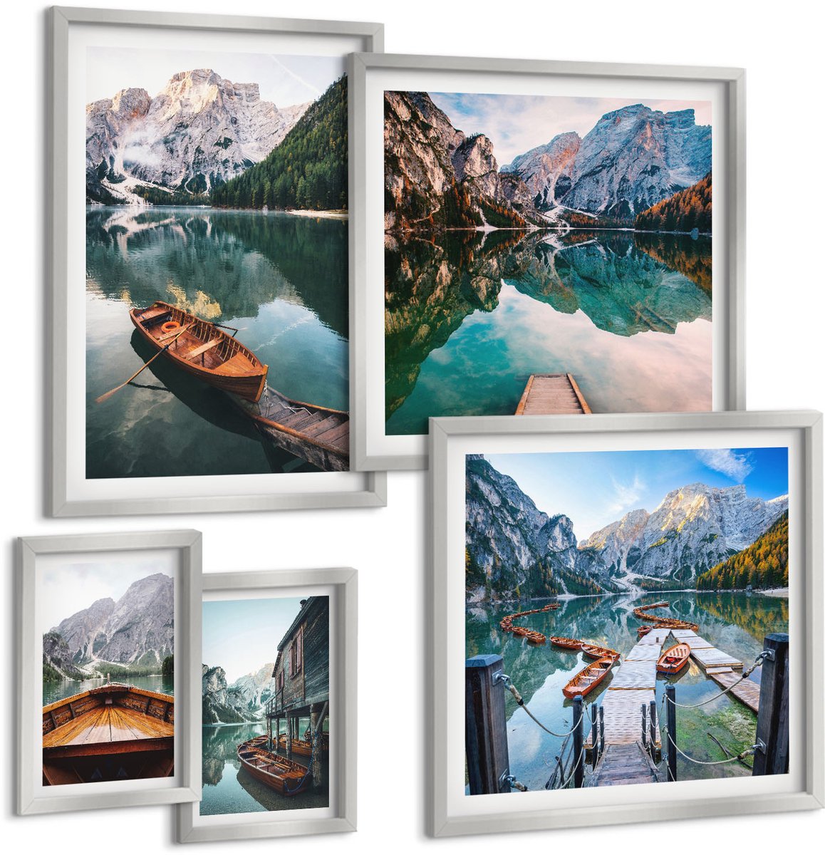 Coloray 5-Delige Schilderij Set - Uitzicht Op De Bergen Met Een Rivier En Herfstbomen. - 20 x 30 cm - Stijlvolle Muurdecoratie - Slaapkamer - Decoratieve Schilderijen