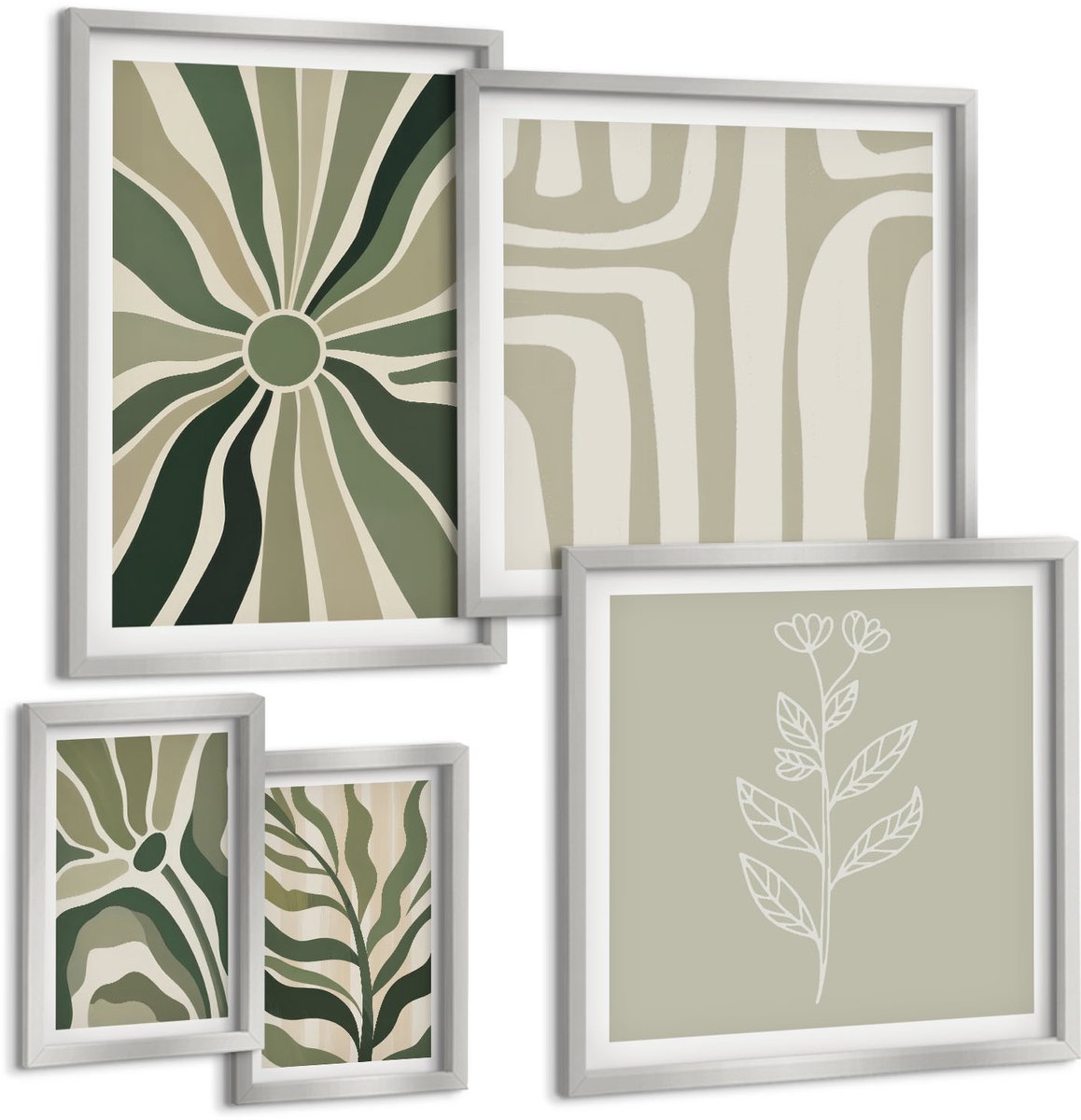 Coloray 5-Delige Schilderij Set - Abstracte Patronen In Neutrale Aardetinten - 20 x 30 cm - Decoratieve Schilderijen - Woonkamer - Interieur - Woonkamer Decoratie