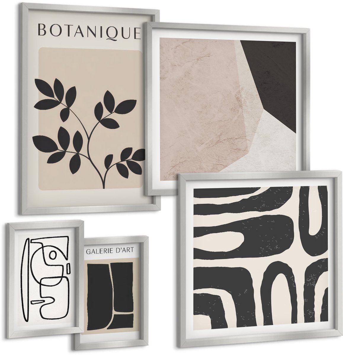 Coloray 5-Delige Schilderij Set - Rode Vruchten En Planten In Een Minimalistische Stijl - 20 x 30 cm - Wanddecoratie - Schilderijen Set - Kantoor - Decoratieve Schilderijen