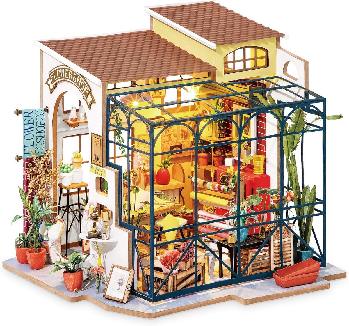 Mini DIY Craft Poppenhuis Kit Bloemenwinkel Model Poppenhuis Speelgoed Set Volwassen Tiener Gebouw Puzzel Verjaardagscadeau