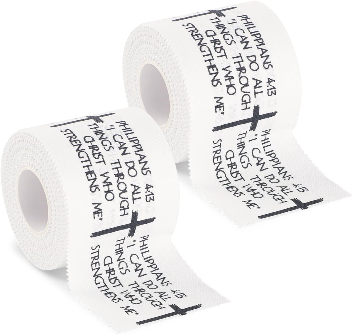 Lasuroa 2st Kruis Sporttape, 5cm x 7m Ademende Sporttape voor Honkbal Voetbal Boksen American Football Christelijk Athetische Polsband met Bijbeltekst voor Religieuze Stabiliteit & Prestaties
