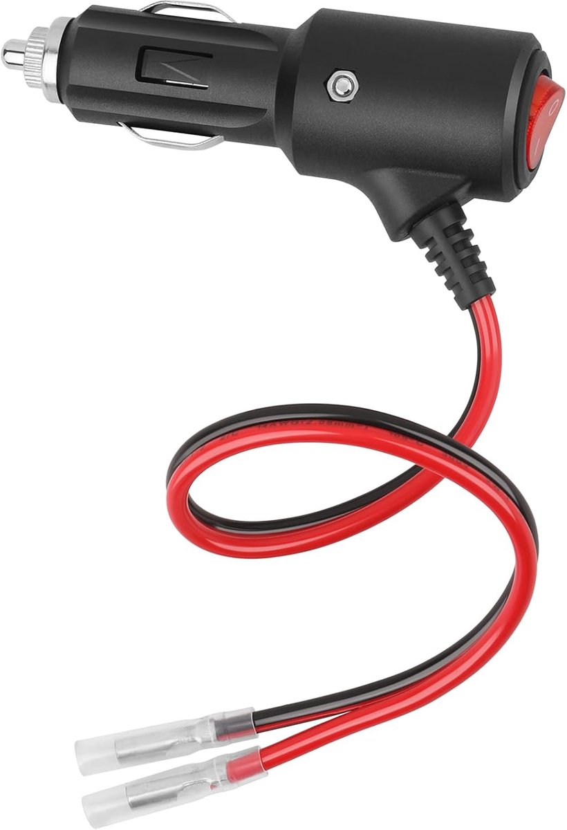 Sigarettenaanstekerstekker met Schakelaar Verlengkabel 12-24 V Universele Stekker met 14 AWG Kabel 30 cm 20 A voor DC Stroomaansluiting in Auto's Boten enz.
