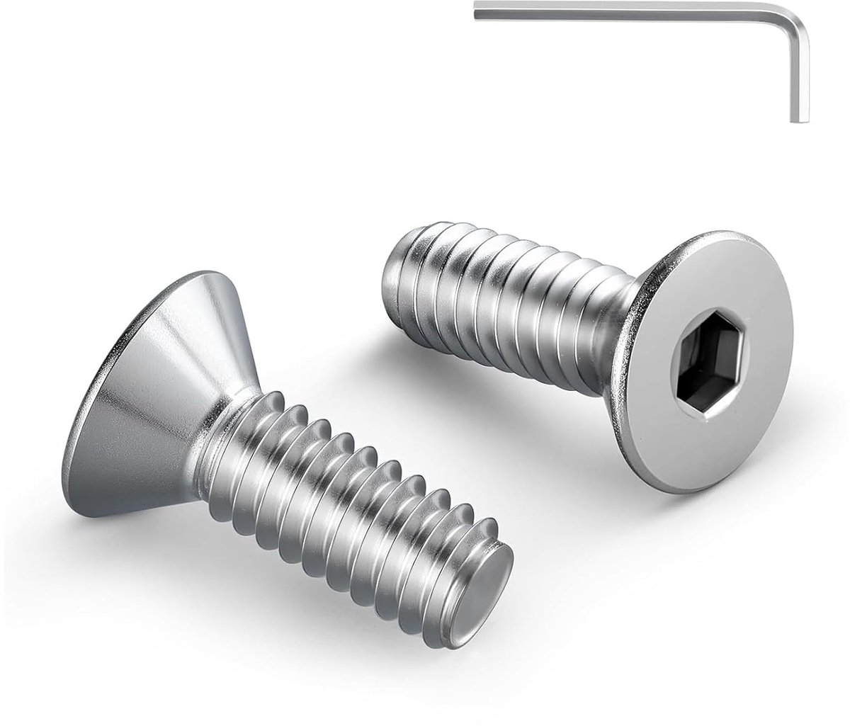20 stuks M4 x 12 mm verzonken schroeven roestvrij staal schroeven | Binnenzeskantaandrijving, roestvrij staal A2 V2A, M4-schroeven, volledige schroefdraad met inbussleutel
