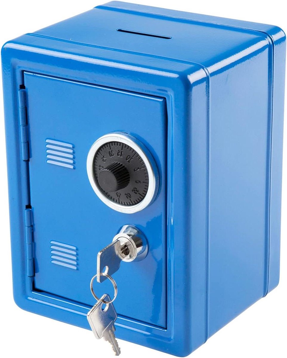 Spaarkluis - Geldkluis Kluisje - Veilig Geld Bewaren - Met Container - 160 mm - Blauw