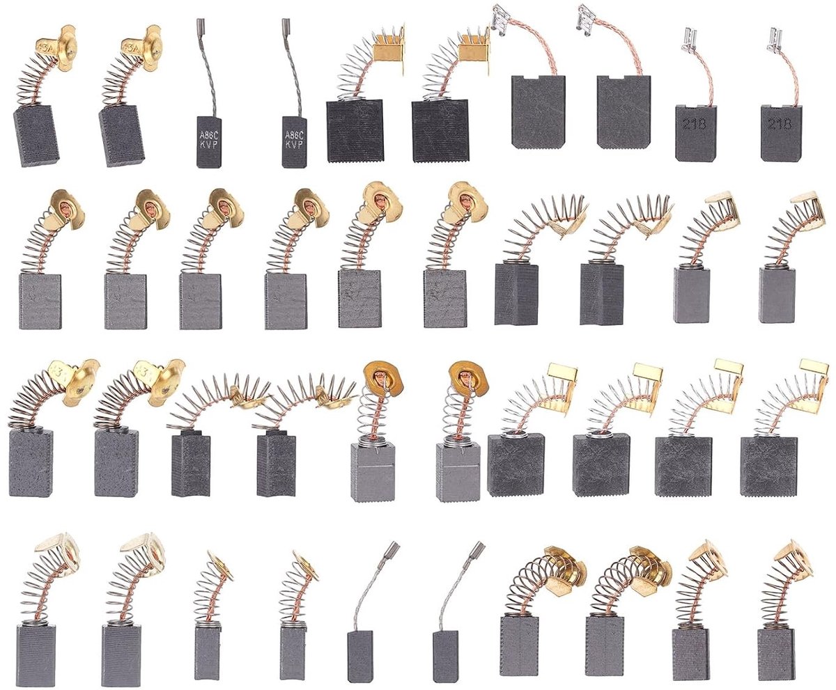 Koolstofborstels voor elektrische motoren, 40 stuks, 10 modellen, ideaal voor motoronderhoud en vervanging