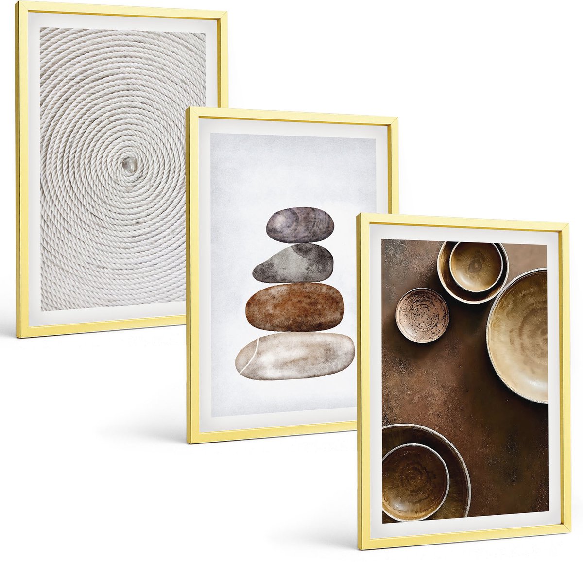 Coloray 3-Delige Schilderij Set - Texturen In De Kunst En Modern Design. - 40 x 40 cm En 40 x 60 cm - Wanddecoratie - Schilderijen Set - Interieur - Decoratieve Schilderijen