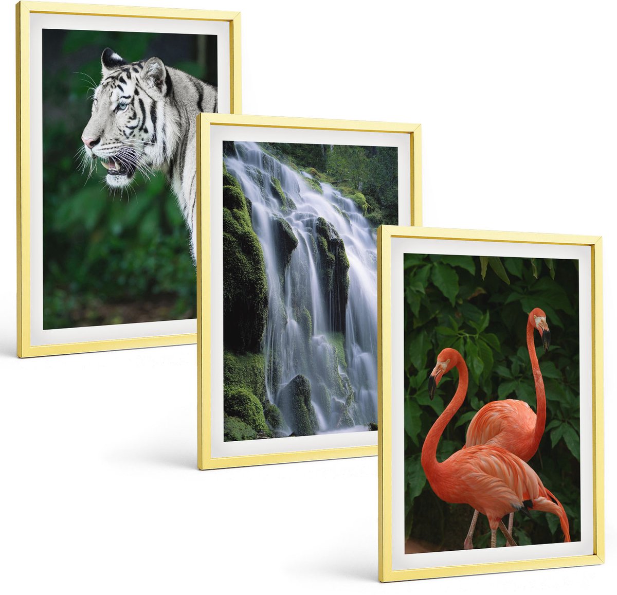 Coloray 3-Delige Schilderij Set - Vakantiegezichten, Strandgolven En Palmbomen In De Tropen - 40 x 40 cm En 40 x 60 cm - Decoratieve Muurdecoratie - Slaapkamer - Interieur Decoratie