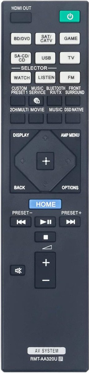 RMT-AA320U RMTAA320U afstandsbediening geschikt voor Sony Audio STRDN1080 STR-DN1080
