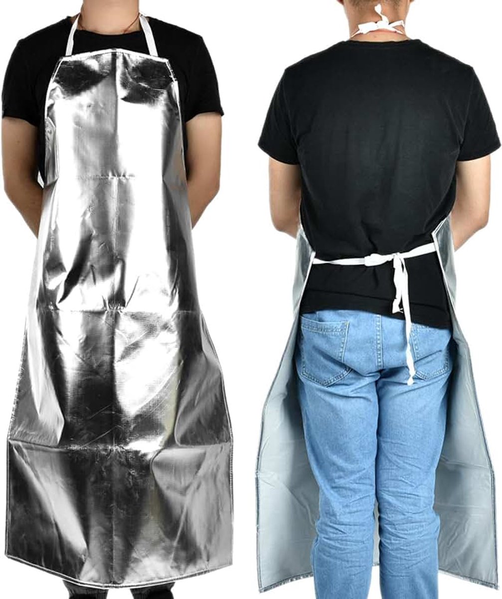 Dailygoods- Hittebestendige Schort 1000 Graden - Aluminiumfolie - Katoenen Achterkant - Warmte-isolatie - Brandbeveiliging - Duurzaam en Slijtvast - Veiligheidsschort