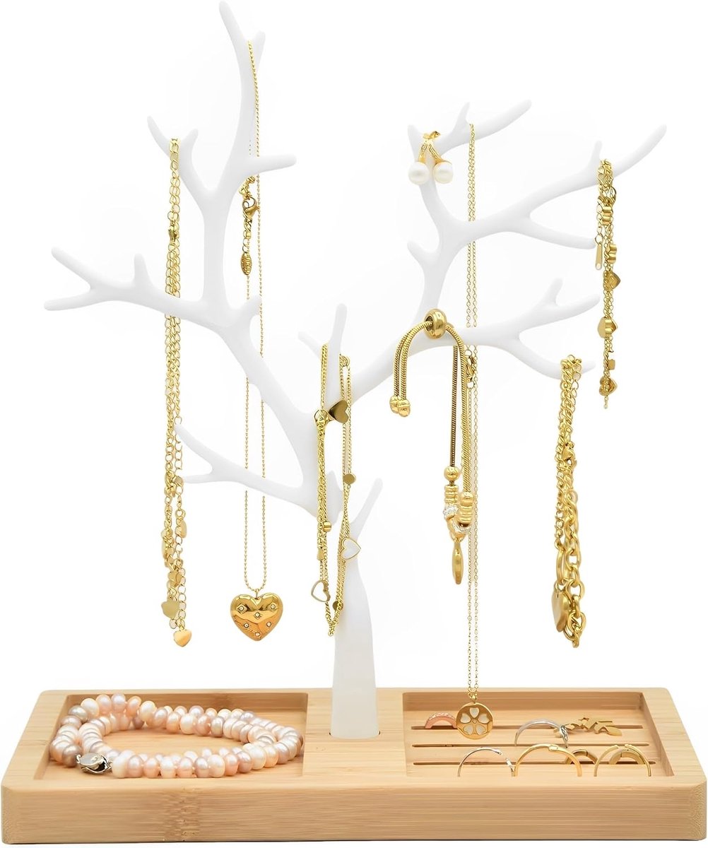 Galeara Design Sieradenboom Wit Goud, Sieradenhouder Wit, Sieradenstandaard Zwart, Sieradenopslag Roségoud - ShopVlot