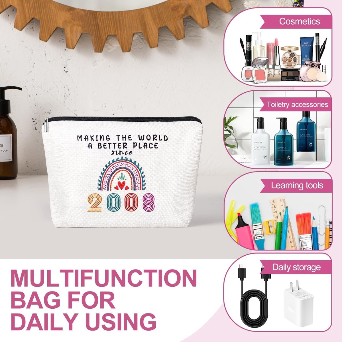Compacte Make-up Tas voor Vrouwen, Cosmetica Organizer voor Moeders en Bruidsmeisjes, Ideaal voor Reizen en Dagelijks Gebruik, 1 stuk