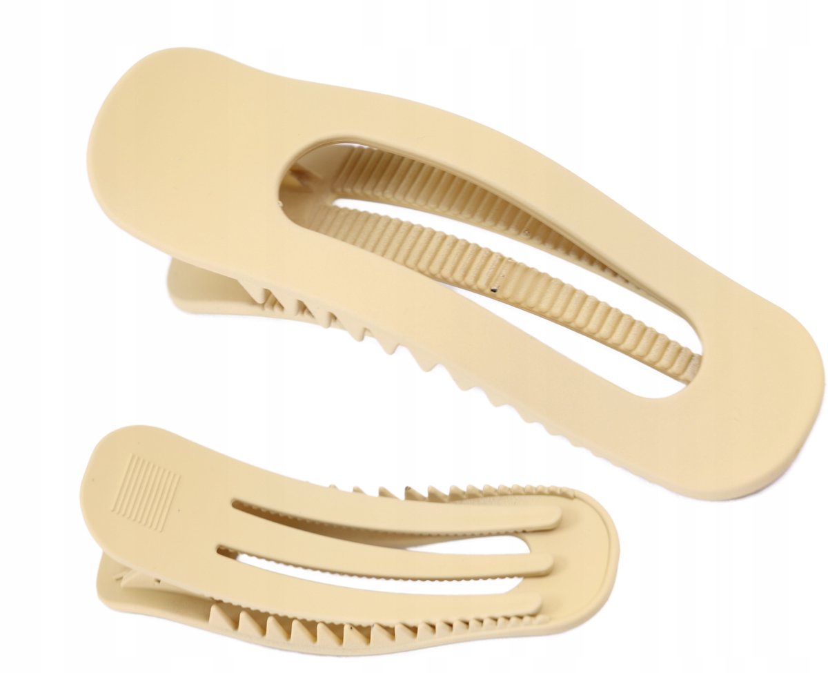 Grote ronde matte haarclipklem - Beige kunststof