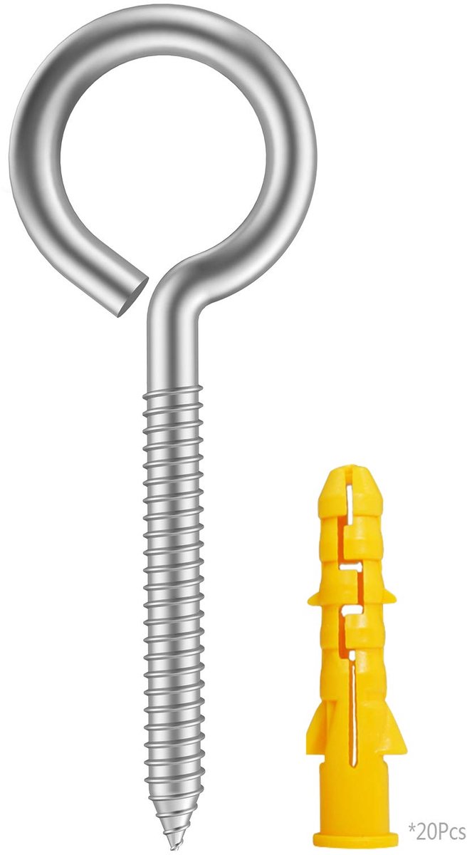 20 stks 2-3/4 "304 RVS Schroef Ogen Kleine Oogjes Schroeven Lag Oogbout Staal Heavy Duty Haak Duty Lag Draad Oogbout - ShopVlot