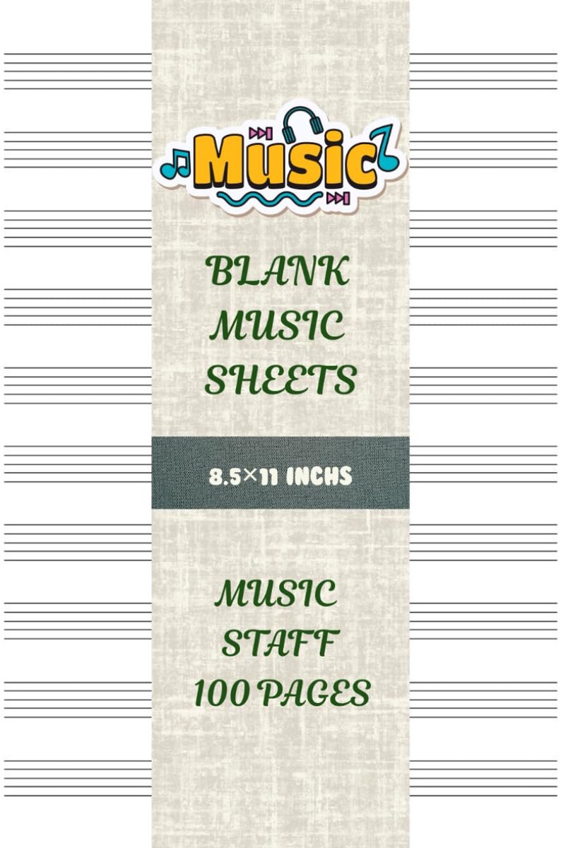 Blank Music Sheets 100 Pages 8.5×11 inch - Music Staff paper - manuscript paper - ShopVlot