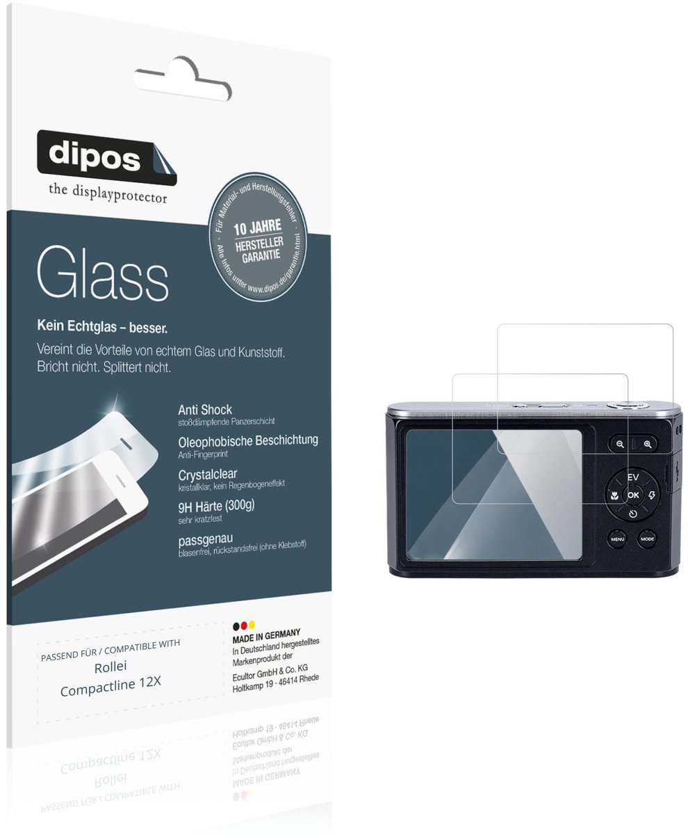 dipos – 2x Pantserfolie geschikt voor Rollei Compactline 12X | 9H Screenprotector