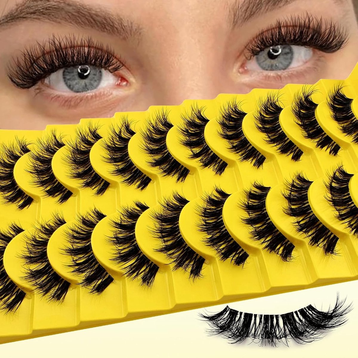 10 Paar Duidelijke Band Kunstwimpers, Cat Eye, 15mm Fluffy Wimpers voor een Natuurlijke Look, D-Curly en Wispy Wimpers, Ideaal voor Oogmake-up en Wimperextensions