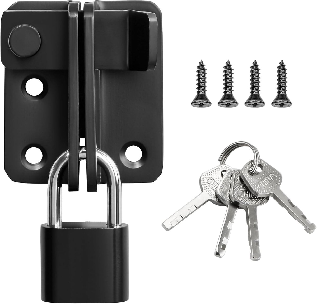 SAYAYO Deurslot met hangslot, Flip Latch Hasp van Roestvrij Staal, Schuifdeurslot, Schuur Lock, Voor Deur, Raam, Kast - ShopVlot