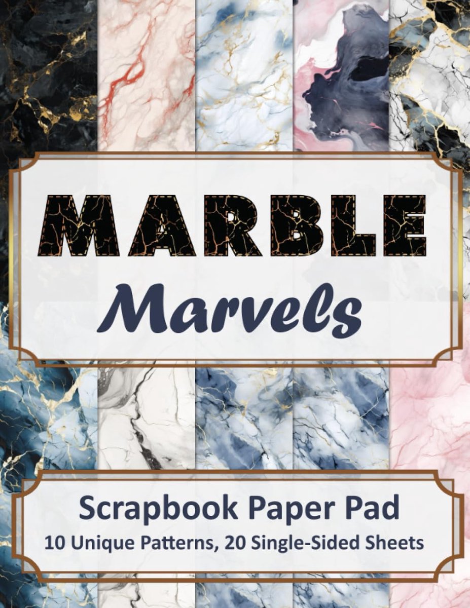 Marble Marvels: Scrapbook Paper Pad - 10 Unique Patterns - 20 Single-Sided Sheets - ShopVlot