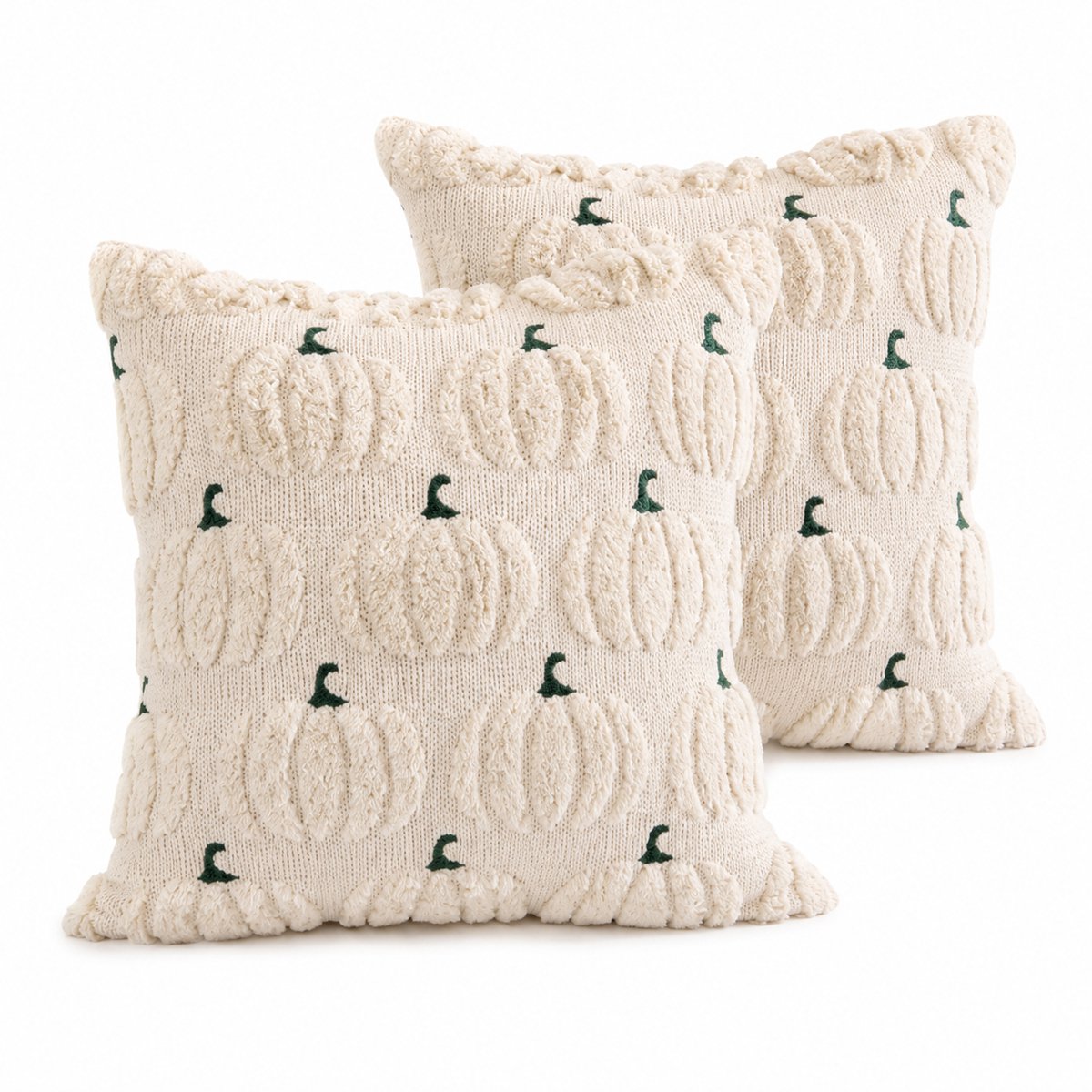 VHV - Herfstkussenslopen - 45x45 cm - 2Stuck Kussensloop -Feest Decoratie -Kussenslopen met rits - Voor bank, bed, sofa, stoel, Thanksgiving,Halloween - Geen Kussenkern -Beige