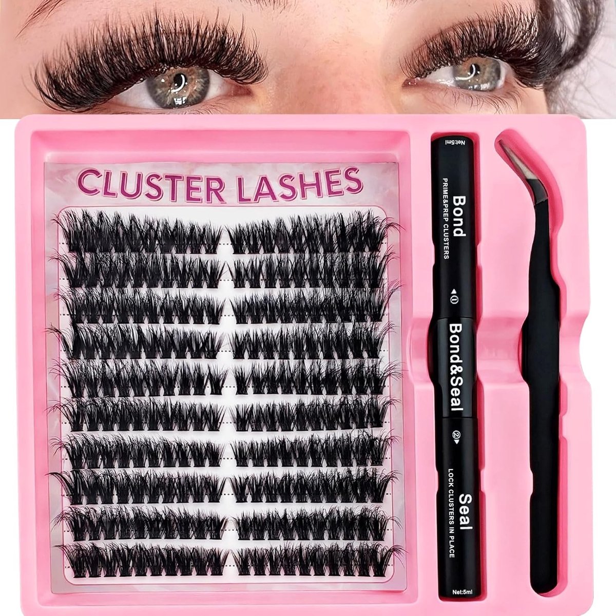200 DIY Wimperextensions Set, 8-16 mm, Gemengde Fluffy Wimpers, Individuele Valse Wimpers met Wimperlijm en Pincet voor Beginners, Herbruikbaar, Perfect voor Wimperstyling