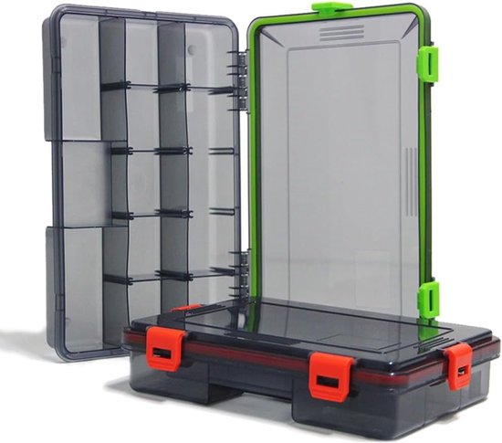 Dubbelzijdige transparante plastic visdoos voor het organiseren van kunstaas, met 11 vakken voor haken en kleine accessoires, ideaal voor vissers en hengelsportliefhebbers — afbeelding 4