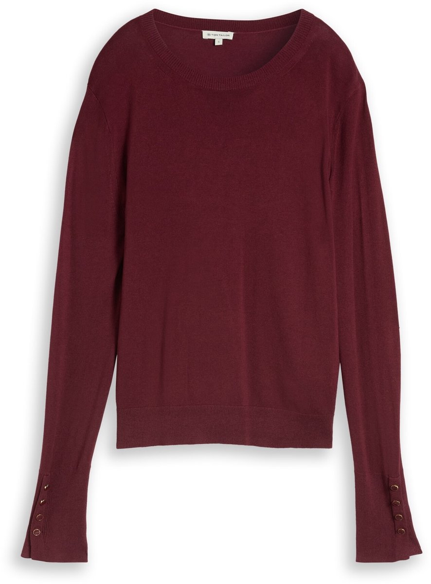 Tom Tailor - Gebreide trui met knoopdetails - Maat XL - Preppy Plum