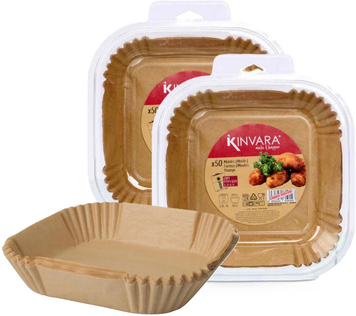 Kinvara Airfryer bakpapier - vierkant - 21 x 21 cm - anti kleef - bakfolie - 100x vellen - hittebestendig