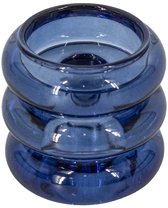 Glazen waxine- en kaarsenstandaard blauw