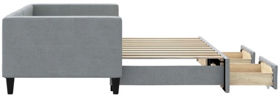 vidaXL - Slaapbank - met - onderschuifbed - lades - 100x190 - cm - stof - lichtgrijs