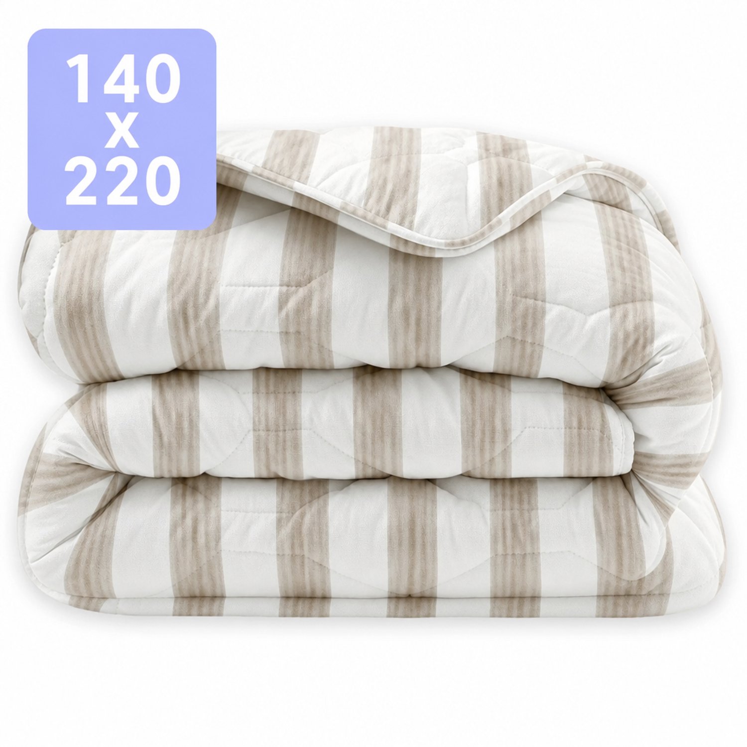 HappyBed Dekbed zonder overtrek 140x220 - 100% Katoen - Wasbaar Dekbed - Bedrukt dekbed zonder hoes - Hoesloos Dekbed - Eenpersoonsdekbed - Stripes Melange