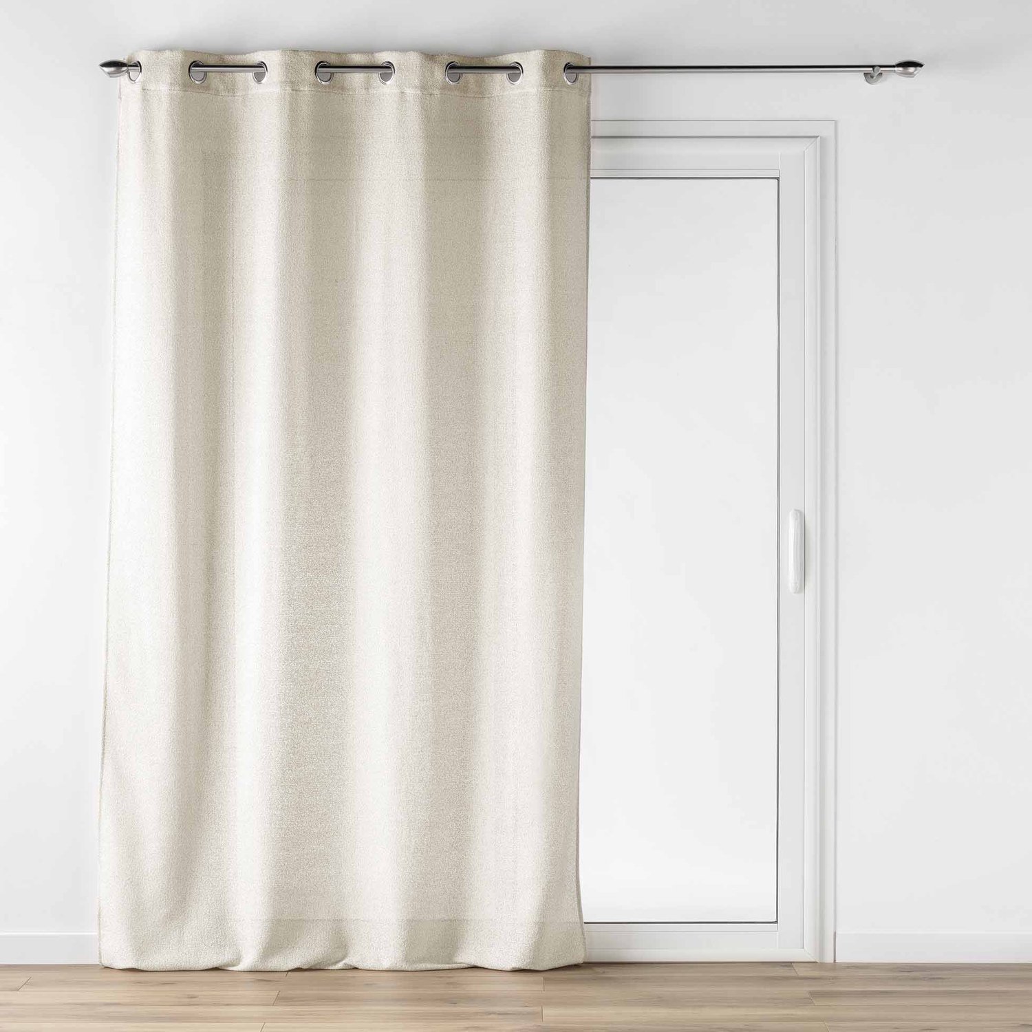 Douceur d'intérieur - Vitrage met ringen in linnenlook LUOLINE, 140 x 240 cm, beige