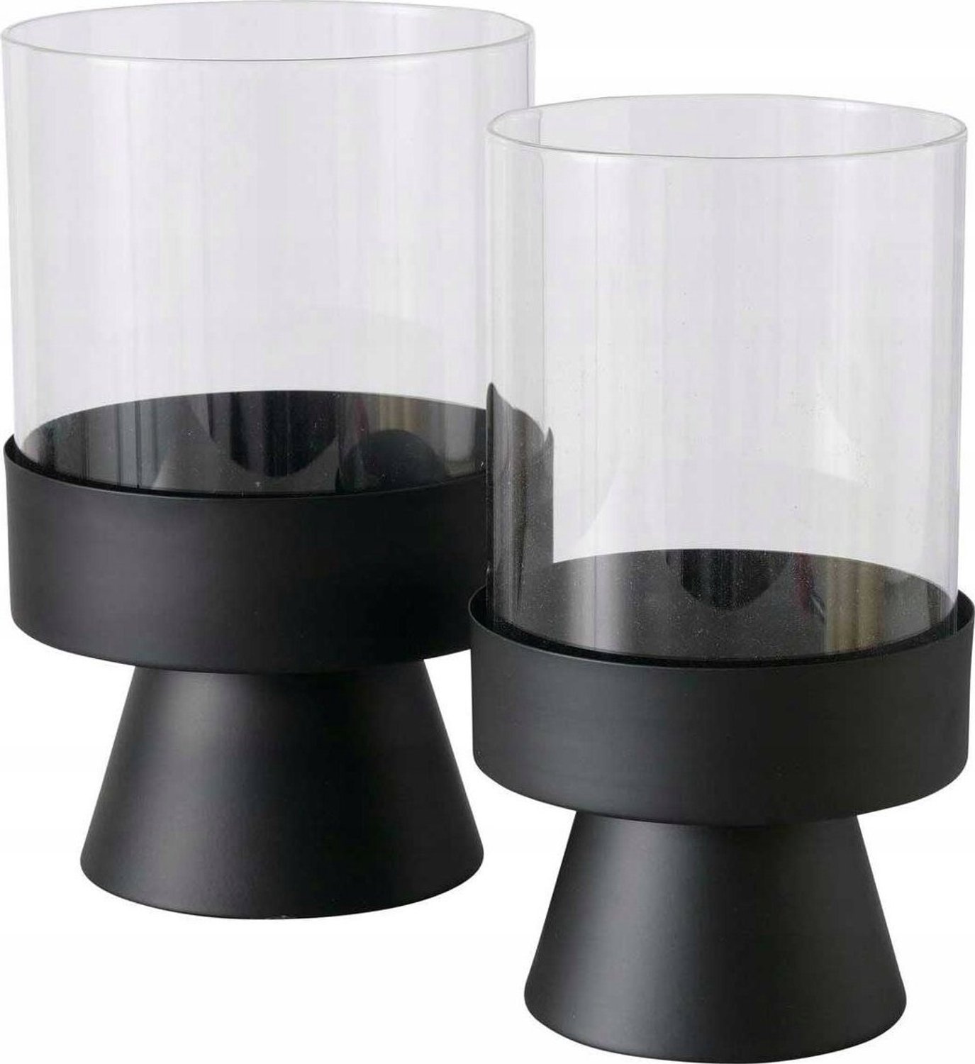 Boltze kandelaars Pallas - set van 2, zwart met glazen voet, modern