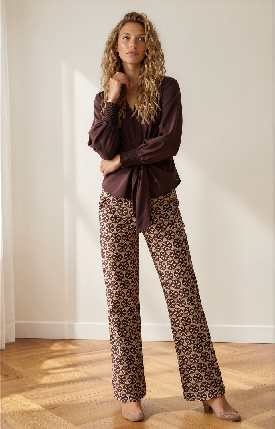 MI PIACE - Heavy Travel Broek Harvest Ikat Print 202136 Espresso - Maat : XXL