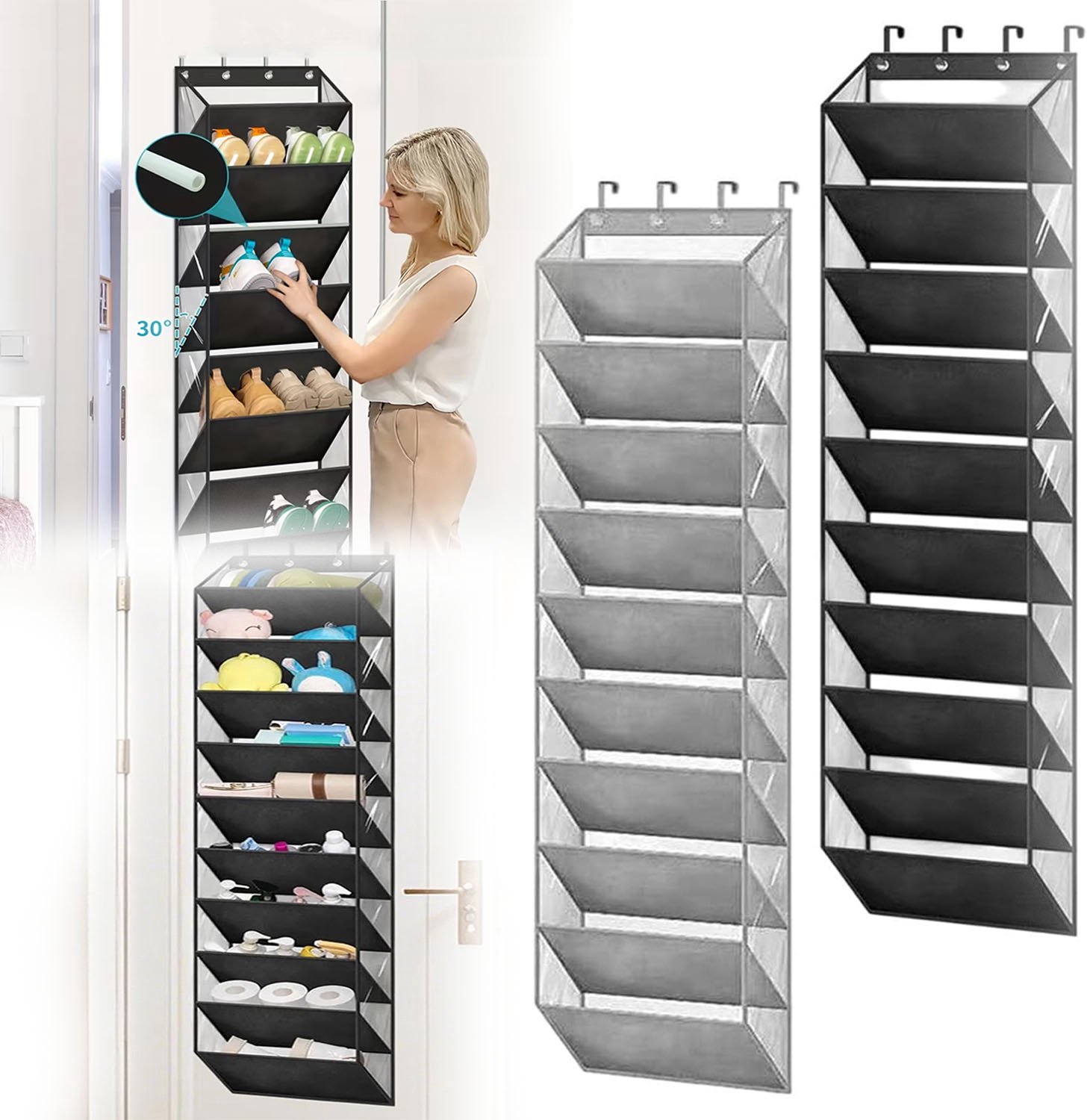 Schoenen Opbergrek Voor Achterdeur, Hangend Schoenenrek Met Diepe Vakken, 10 Lagen, Grote Schoenenhouder, Multifunctioneel.