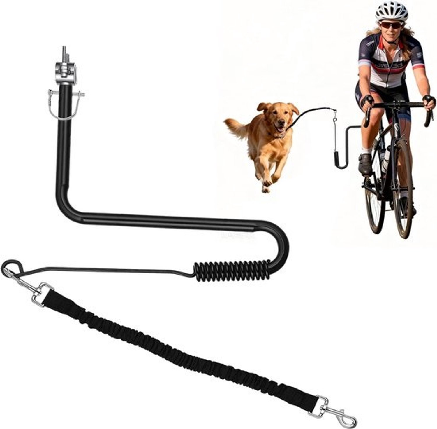 Fietsriem Hond - Handsfree Hondenlijn - Samen Fietsen - Schokabsorberend Ontwerp - Verstelbaar - Zwart