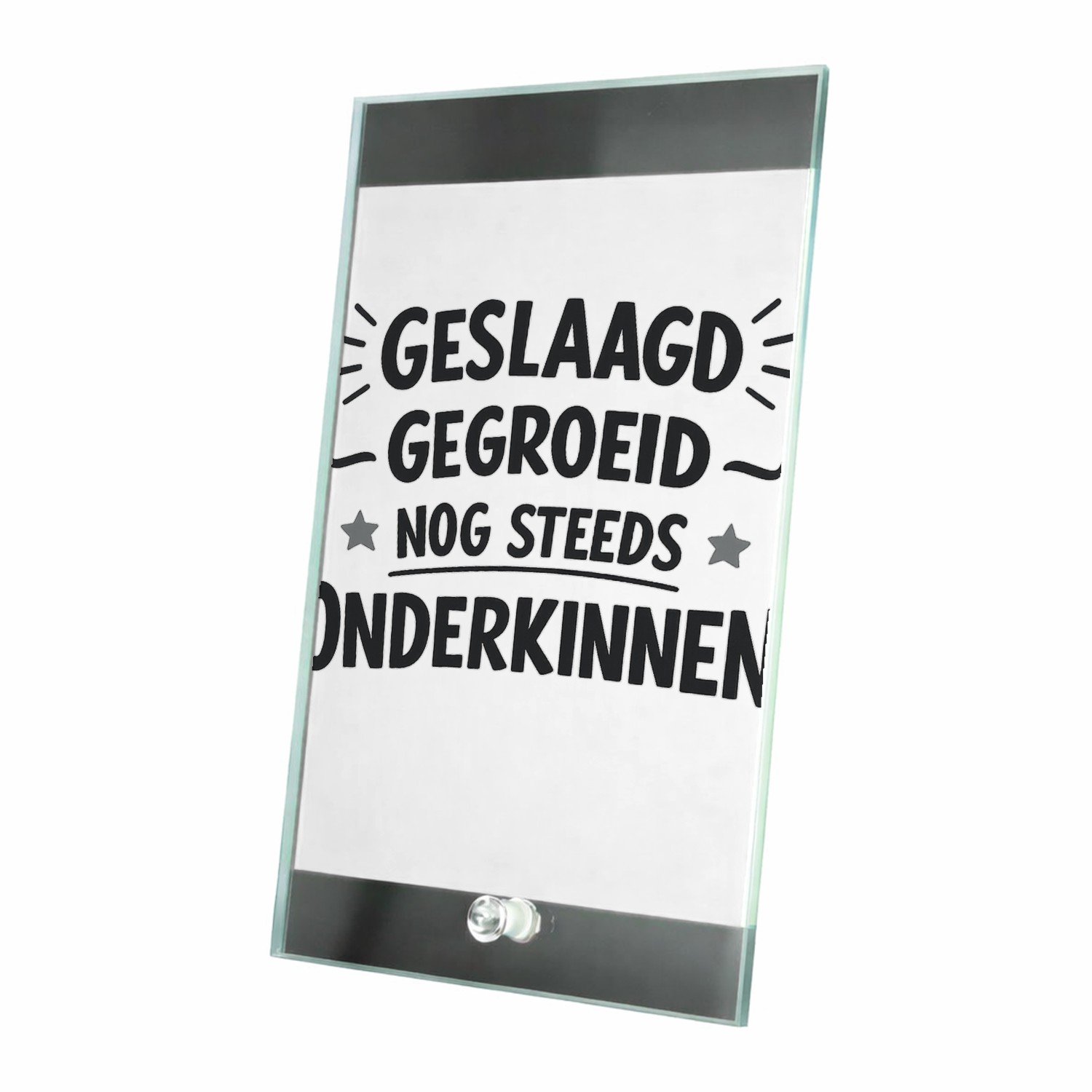 Mr Cadeautjes Glasframe 15 x 23 - design Grappige woordspeling voor een energiek cadeau-item met een | cadeau Wit