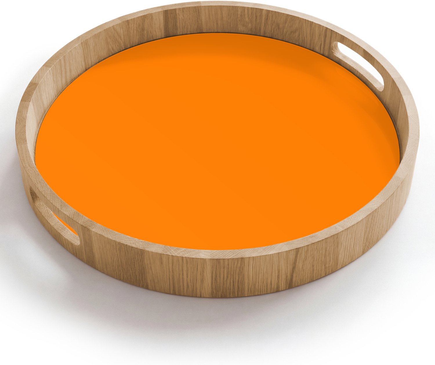 Dienblad rond 40x40 cm - Schootdienblad hout - Marigold - Glow - Oranje - Borrelplank rechthoek - Plateau houten dienbladen